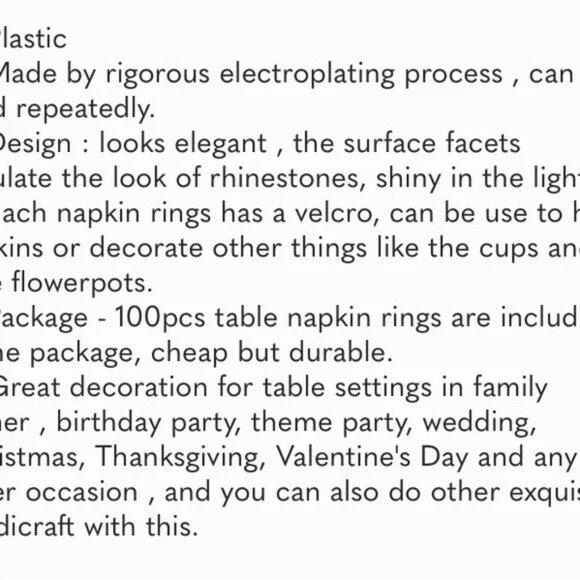 100pcs Napkin Rings, Gold Napkin Rings Buckles for Table Decorations, Wedding - Picture 7 of 7